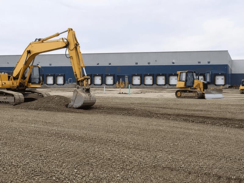 Green Bay industrial site during base preparation and grading