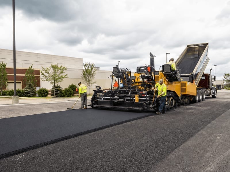 TR Restoration paving equipment at a commercial jobsite in Green Bay, Wisconsin