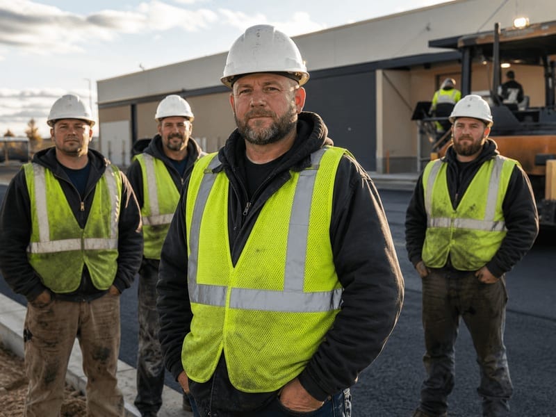 TR Restoration owner and crew at a commercial asphalt jobsite